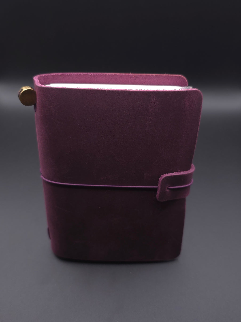 A Fine Line Writing Co. Leather Traveler's Journal – Passport Size (Plum)