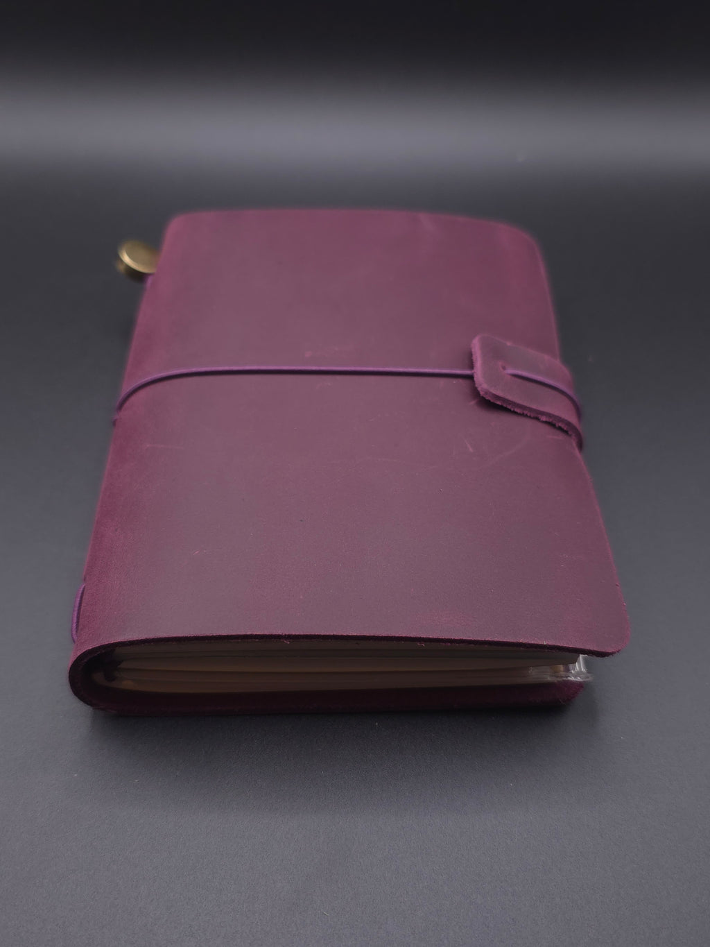 A Fine Line Writing Co. Leather Traveler's Journal – Passport Size (Plum)