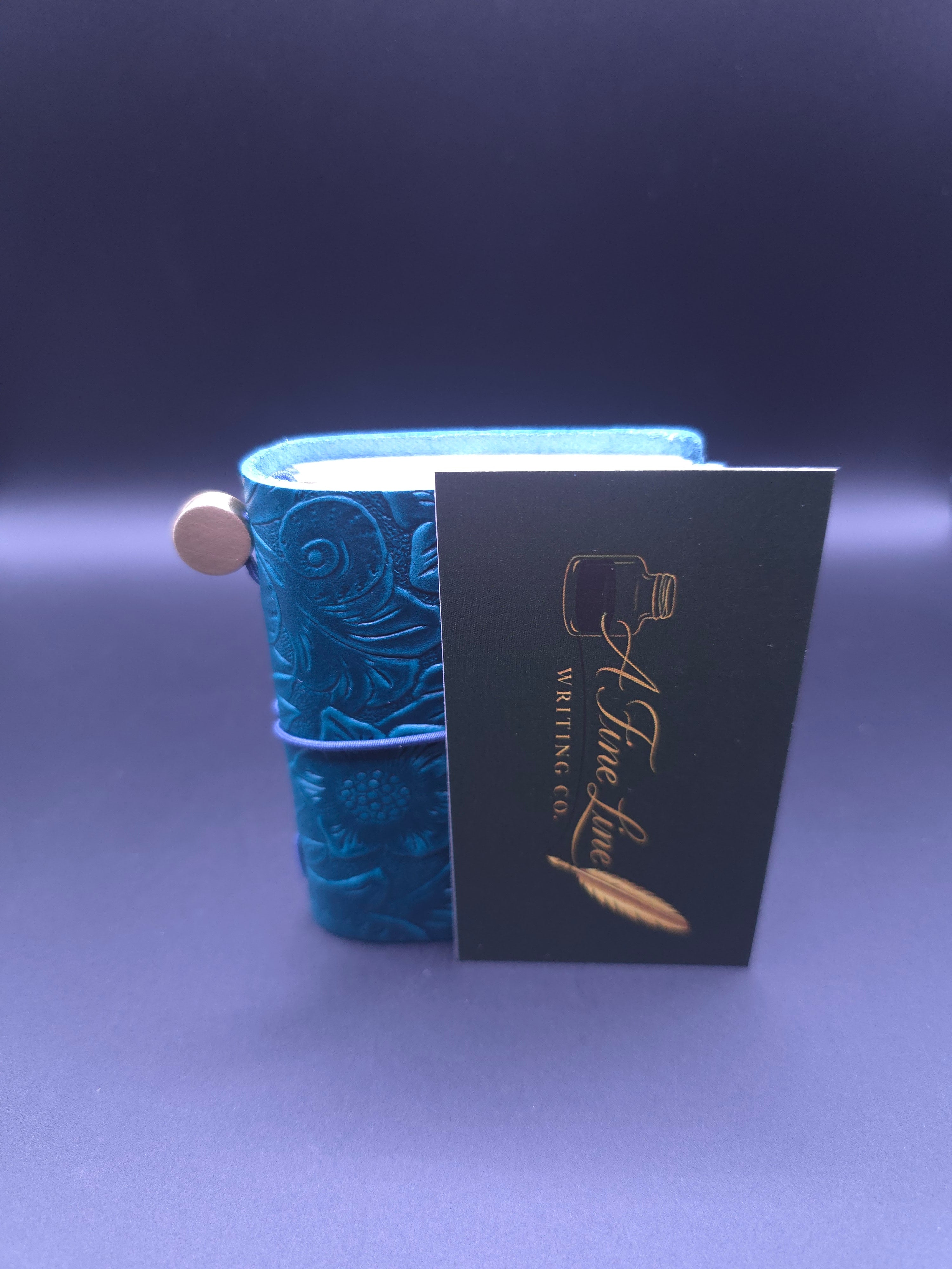 A Fine Line Writing Co. Leather Mini Traveler's Journal (Turquoise flower design)