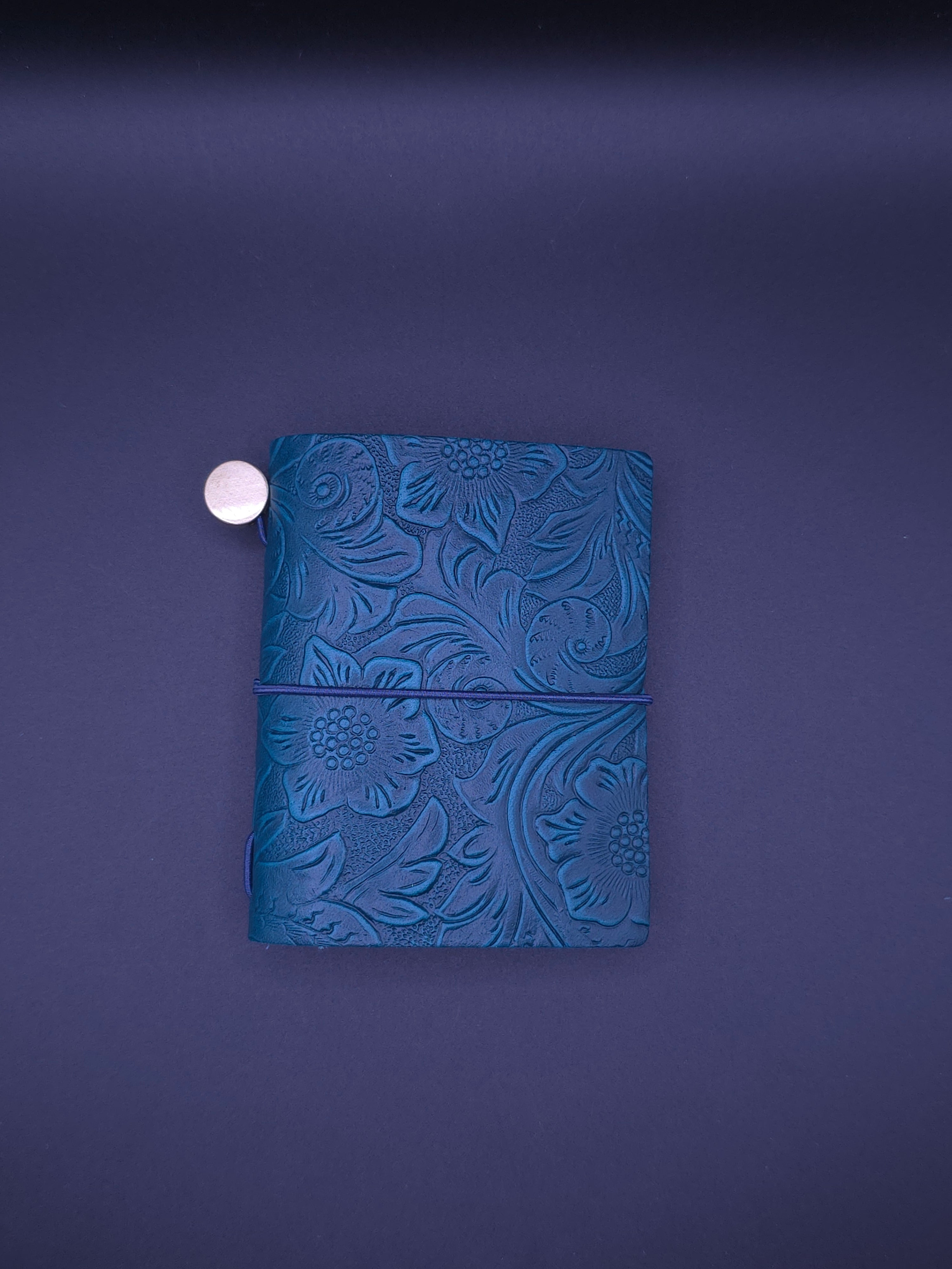 A Fine Line Writing Co. Leather Mini Traveler's Journal (Turquoise flower design)