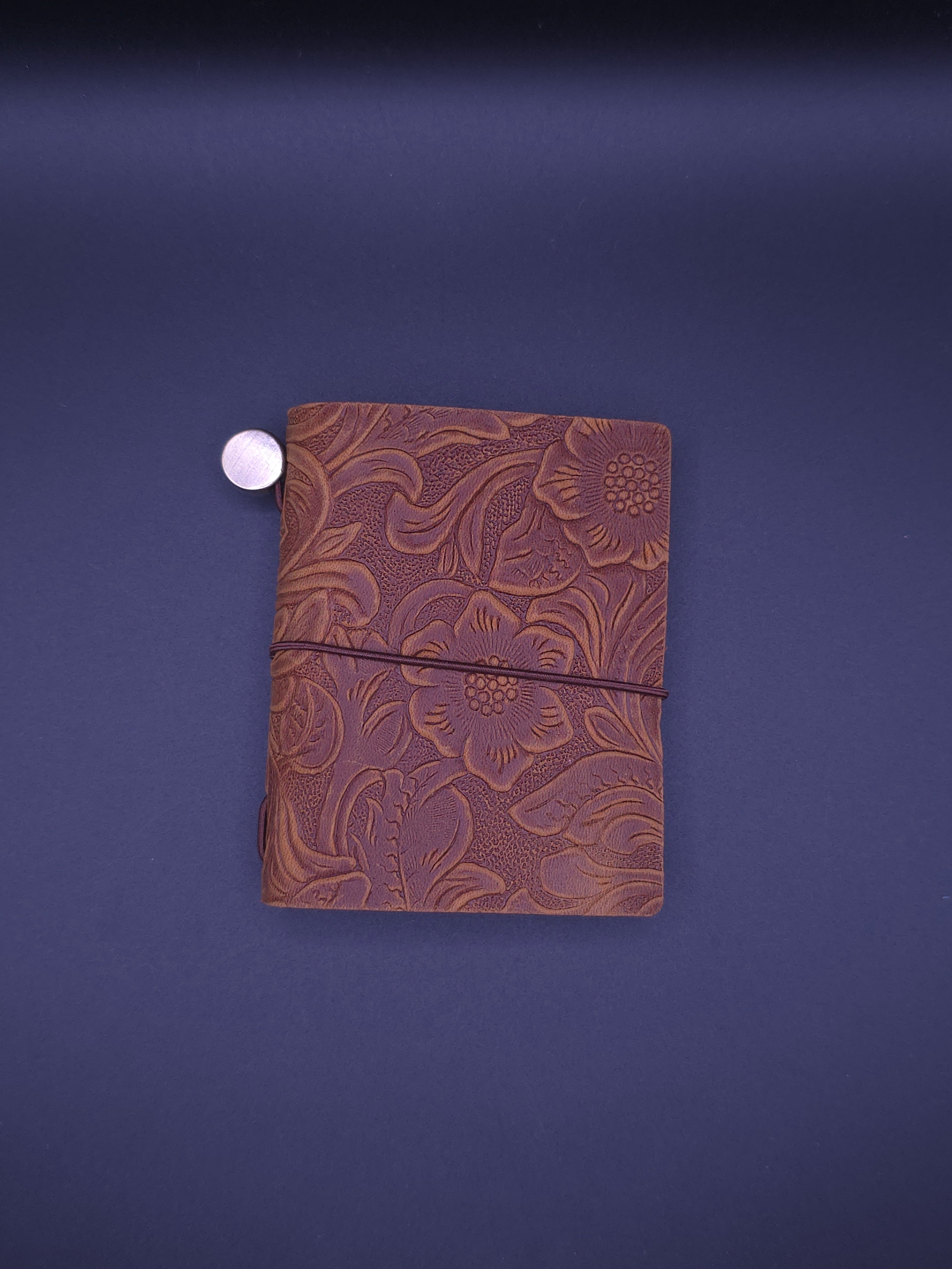 A Fine Line Writing Co. Leather Mini Traveler's Journal (light brown flower design)