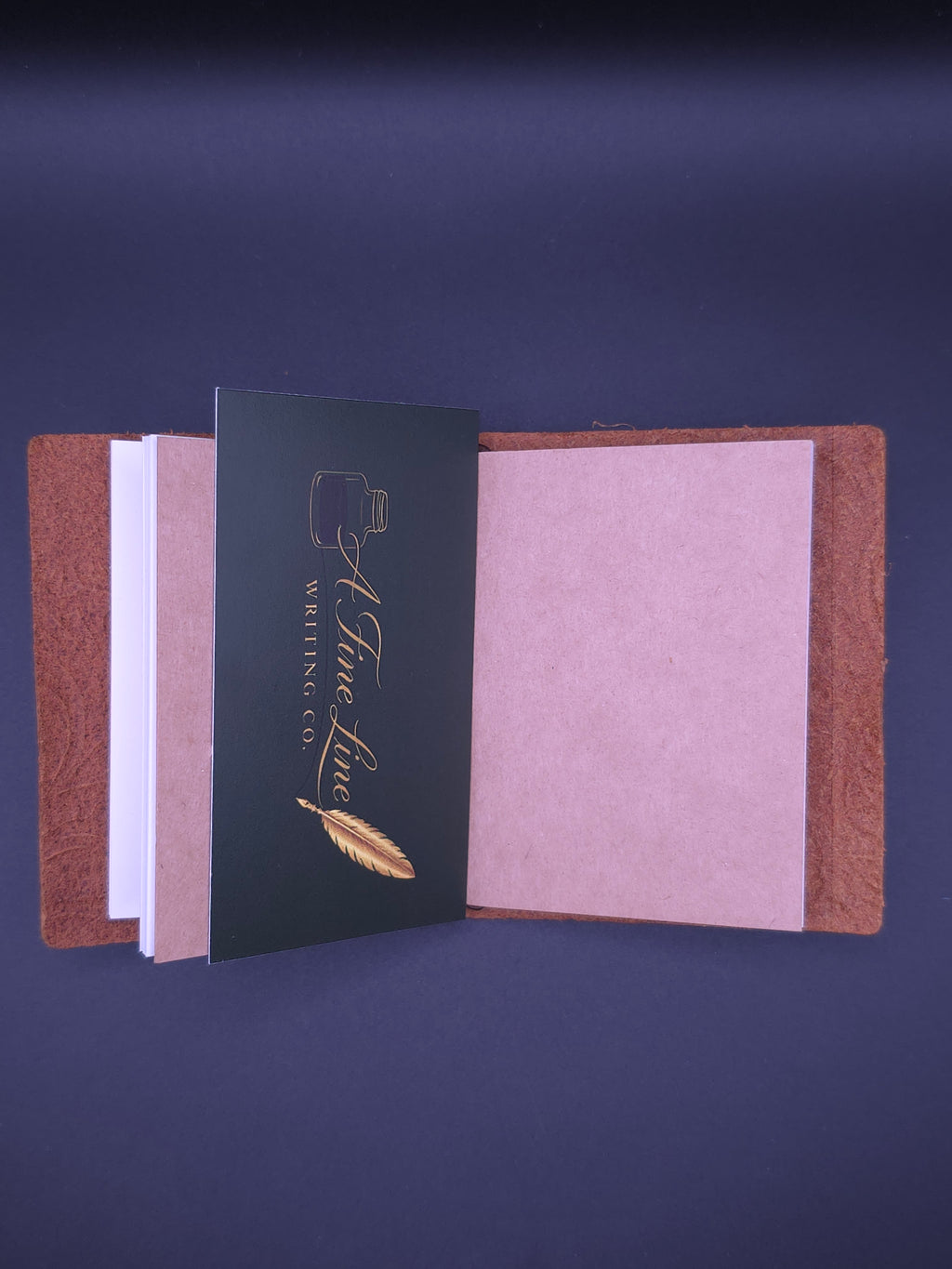 A Fine Line Writing Co. Leather Mini Traveler's Journal (light brown flower design)