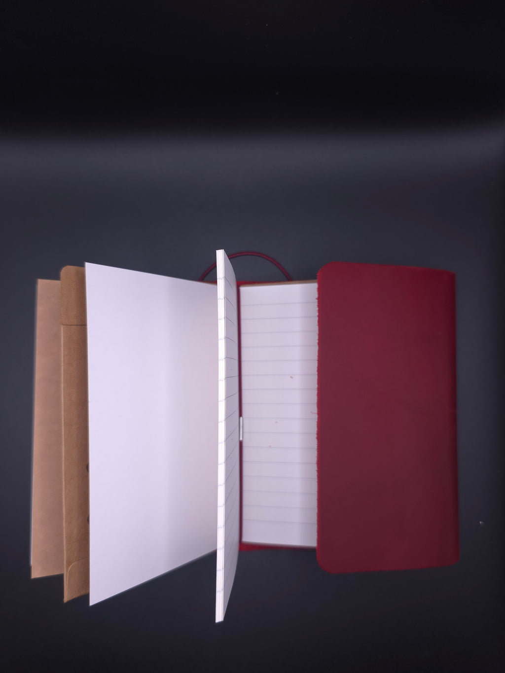 A Fine Line Writing Co. Leather Traveler's Journal – Passport Size (TRI-FOLD) (Red)